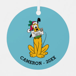 Ornement En Métal Joyeux Noël   Pluto Santa Claus