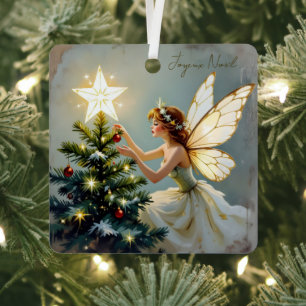 Ornement En Métal Joyeux Noël Pretty Fairy Noël personnalisé