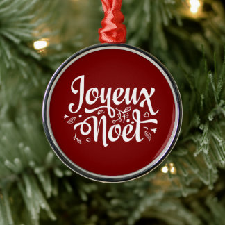 Ornement En Métal Joyeux Noel Rouge