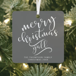 Ornement En Métal Joyeux Noël Y'all Texas Holiday Photo