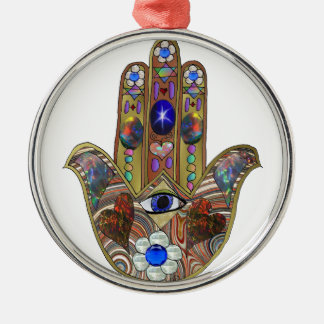 Ornement En Métal Judaica Hamsa Coeurs Fleurs Opal Art Imprimer