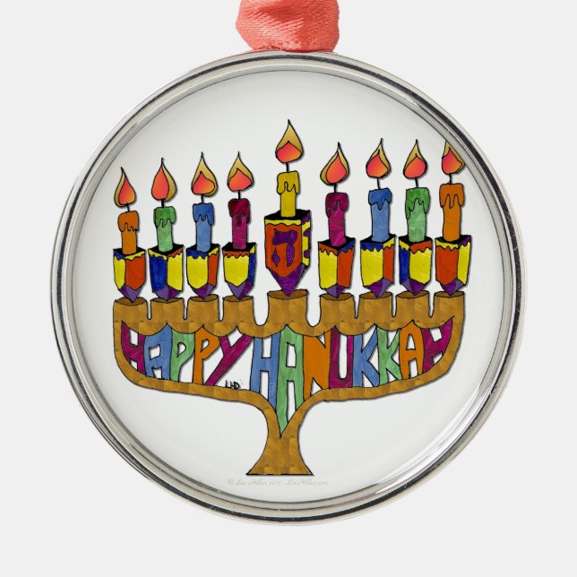 Ornement En Métal Judaica Happy Hanukkah (Devant)