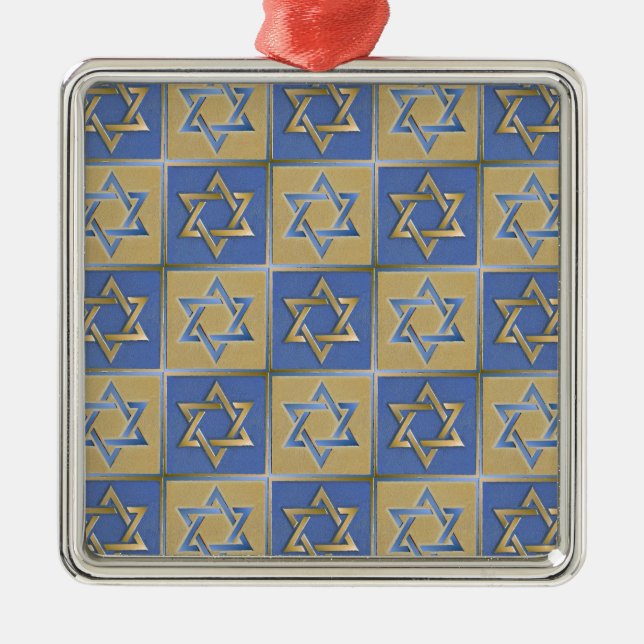 Ornement En Métal Judaica Star de David Metal Gold Blue (Devant)