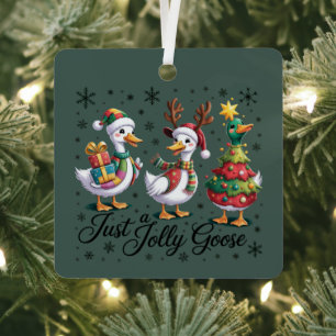 Ornement En Métal Juste un joyeux patchwork de Noël canard drôle