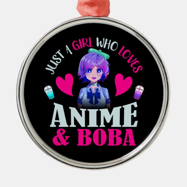 Ornement En Métal Juste une fille qui aime Anime et Boba (Devant)