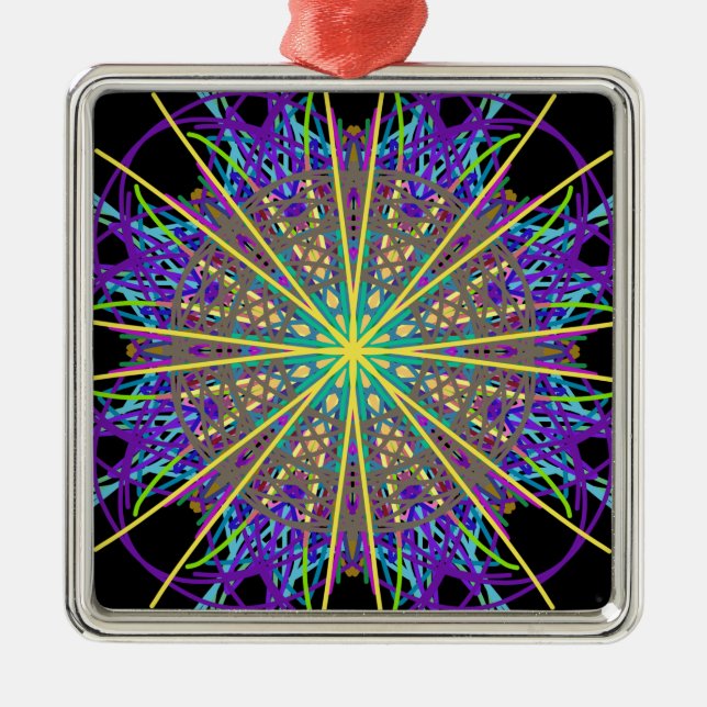 Ornement En Métal Kaleidoscope Star, Art Vert Orange Violet (Devant)