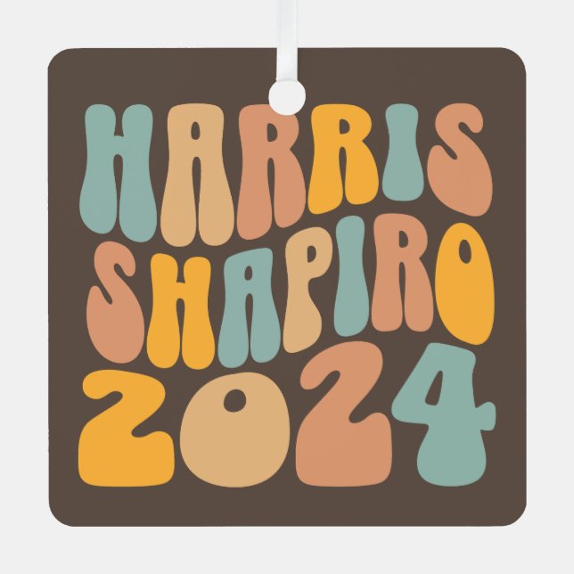 Ornement En Métal Kamala Harris Shapiro Wavy Text Retro tendance (Recto)
