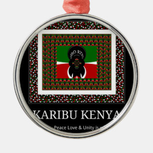 Ornement En Métal Karibu Kenya : Les couleurs vives du drapeau natio
