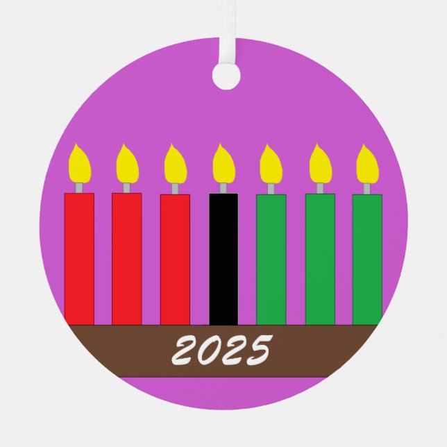 Ornement En Métal Kinara pour Kwanzaa : Lavande (Recto)