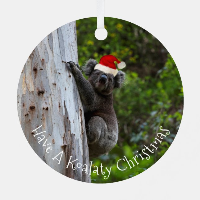 Ornement En Métal Koala Australie Koalaty Casquette de Noël Funny (Verso)