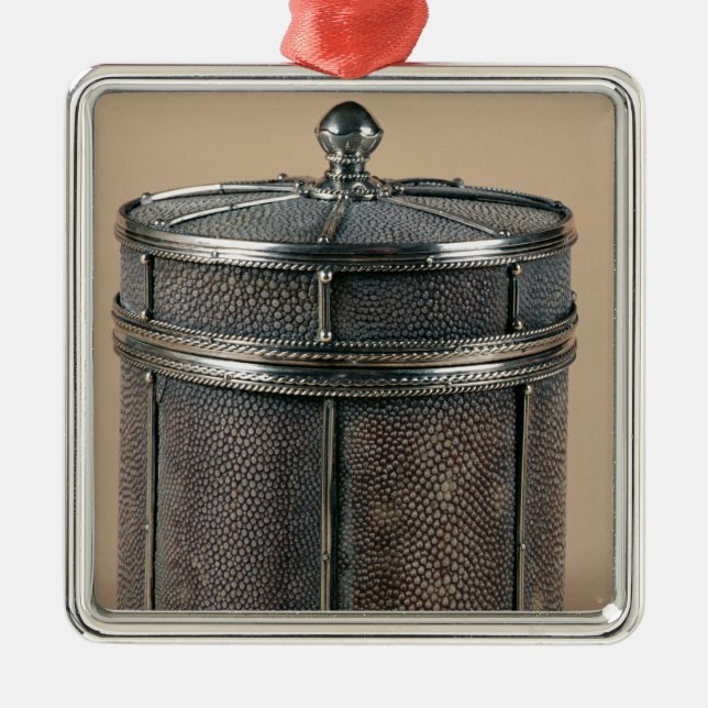 Ornement En Métal La boîte de cigarette avec shagreen les côtés, (Devant)