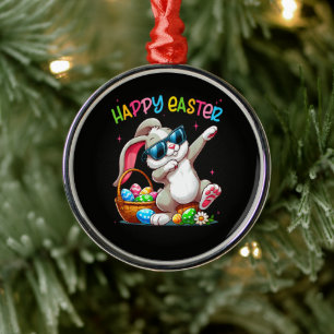 Ornement En Métal Lapin drôle qui fait le dab Easter Joyeuses Pâques