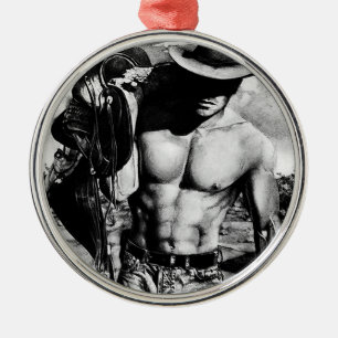 Ornement En Métal L'art pour lui Cowboy Bodybuilder Noël