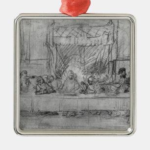 Ornement En Métal Le dernier dîner, après fresque par Leonardo DA