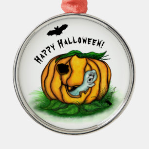 Ornement En Métal Le fantôme d'Halloween, chauve-souris, fantôme et 