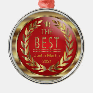 Ornement En Métal Le meilleur - or et récompense rouge de médaille