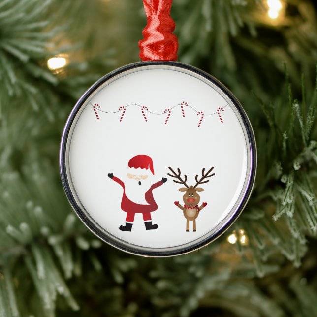 Ornement En Métal Le Père Noël Rudolph Le Renne Rouge (Arbre)