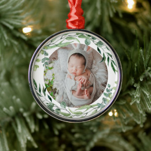 Ornement En Métal Le premier cadre plante vert de noël pour bébé