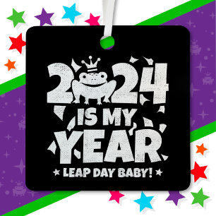 Ornement En Métal Leap Day Leaper 2024 est mon année fév 29 annivers