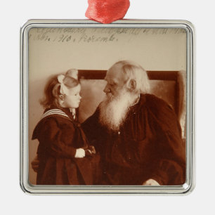 Ornement En Métal Léon Tolstoy avec sa petite-fille, Tatiana