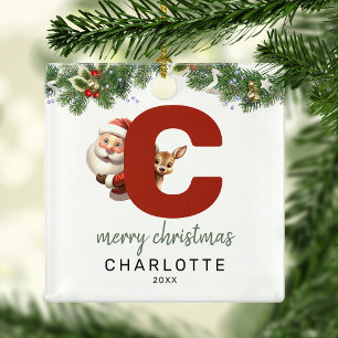 Ornement En Métal Lettre enfant C Monogramme Arbre de Noël
