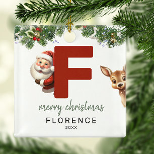 Ornement En Métal Lettre enfant F Monogramme Arbre de Noël