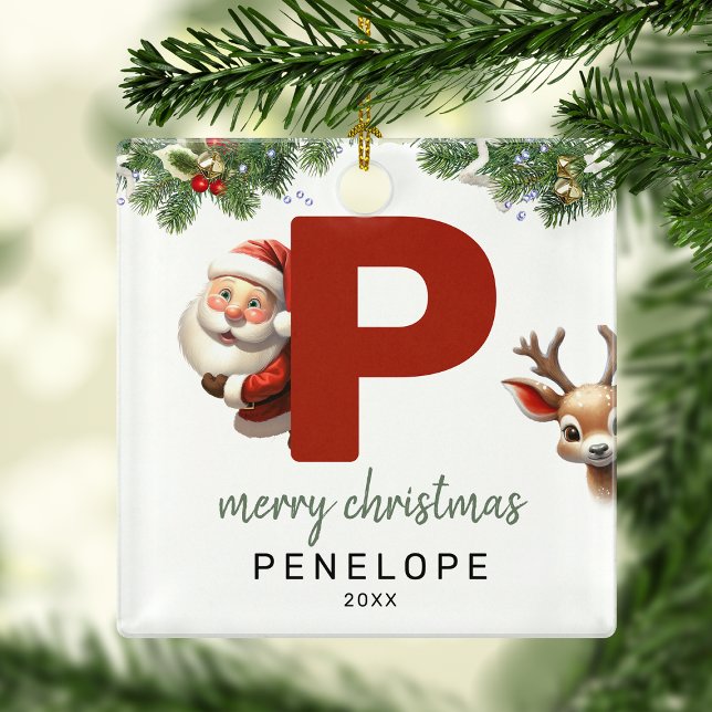 Ornement En Métal Lettre enfant P Monogramme Arbre de Noël (Créateur téléchargé)