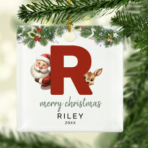 Ornement En Métal Lettre enfant R Monogramme Arbre de Noël