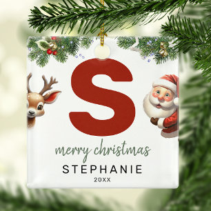 Ornement En Métal Lettre enfant S Monogramme Arbre de Noël