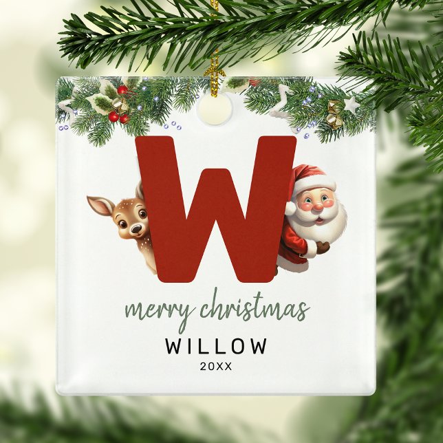 Ornement En Métal Lettre enfant W Monogramme Arbre de Noël (Créateur téléchargé)