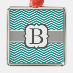 Ornement En Métal LETTRE Turquoise MONOGRAPHIQUE BLANCHE B Chevron