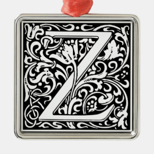 Ornement En Métal Lettre Z Monogramme médiéval Vintage