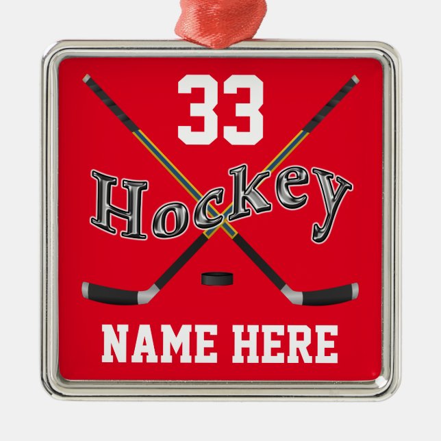 Ornement En Métal L'hockey PERSONNALISÉ ornemente votre nom et (Devant)