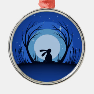 Ornement En Métal Lièvre, Lapin Silhouette Lune