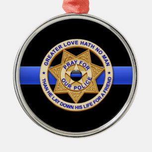 Ornement En Métal Ligne Bleue Mince Grand Badge D'Amour