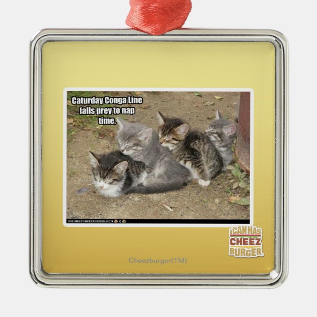Ornement En Métal Ligne de Conga de Caturday (Devant)