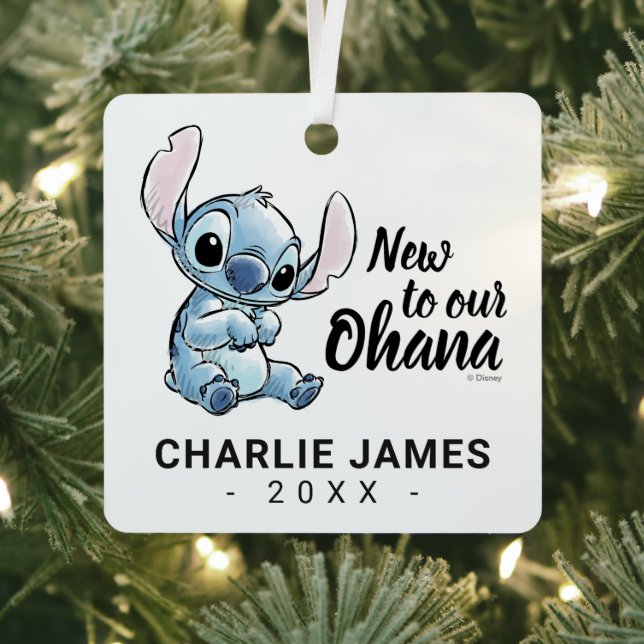 Ornement En Métal Lilo & Stitch | Nouveau à notre Ohana - Premier No (Insitu)