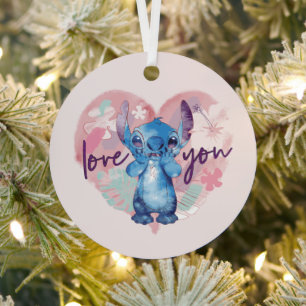 Ornement En Métal Lilo & Stitch   Stitch Watercolor Valentine Heart