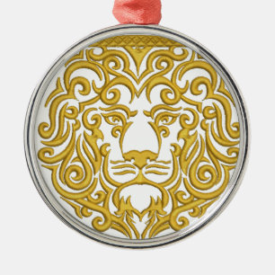 Ornement En Métal lion d'or dans la couronne