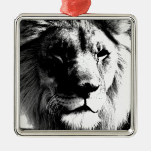 Ornement En Métal Lion noir et blanc