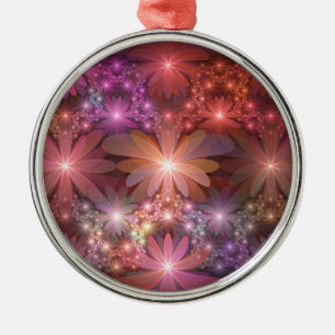 Ornement En Métal Lit De Fleurs Coloré Brillant Art Fractal Abstrait