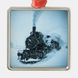 Ornement En Métal Locomotive bloquée par la neige