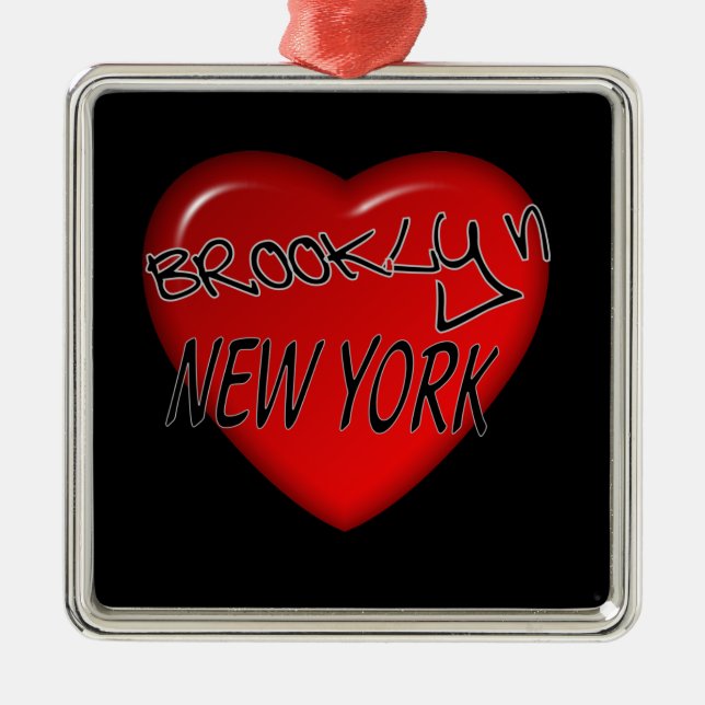 Ornement En Métal Logo de coeur de Brooklyn New York (Devant)