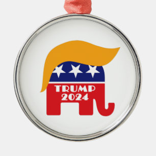 Ornement En Métal Logo du président Trump 2024 pour les éléphants ré