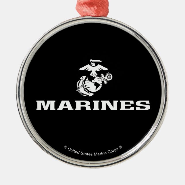 Ornement En Métal Logo empilé USMC - Blanc (Devant)