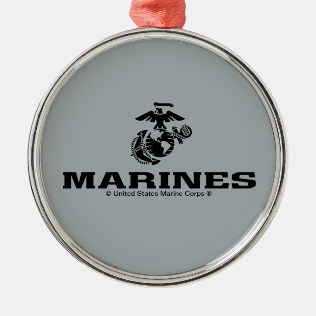 Ornement En Métal Logo en noir empilé USMC (Devant)