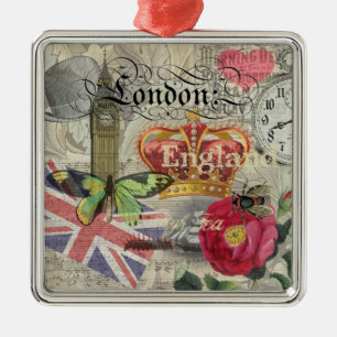 Ornement En Métal Londres Angleterre Voyage Europe Vintage Art