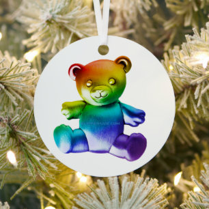 Ornement En Métal L'ours en peluche en métal brossé SlipperyJoe's dé
