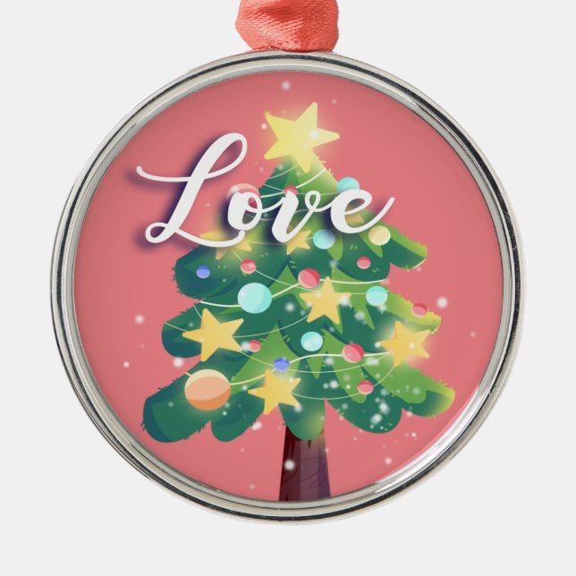 Ornement En Métal Love légende Carton Arbre de Noël rose (Devant)