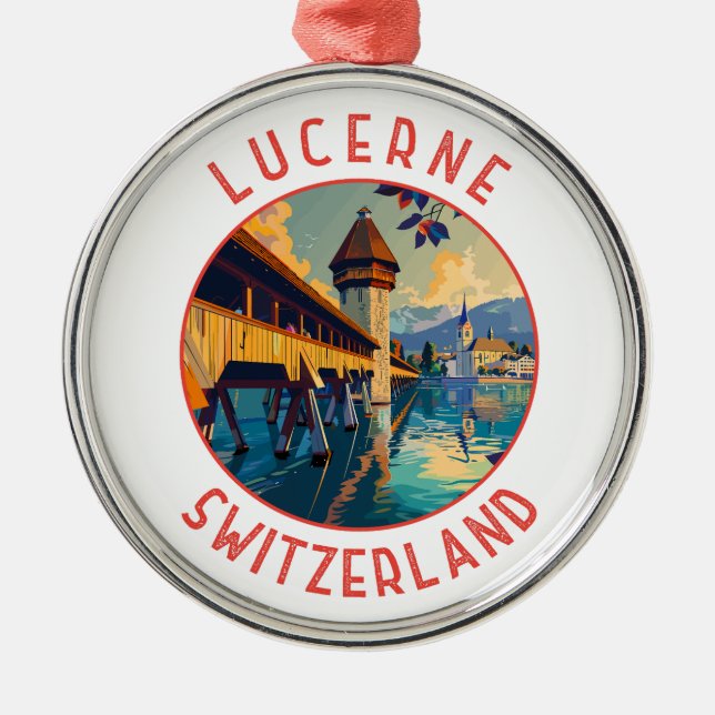 Ornement En Métal Lucerne Suisse Retro Cercle détendu (Devant)